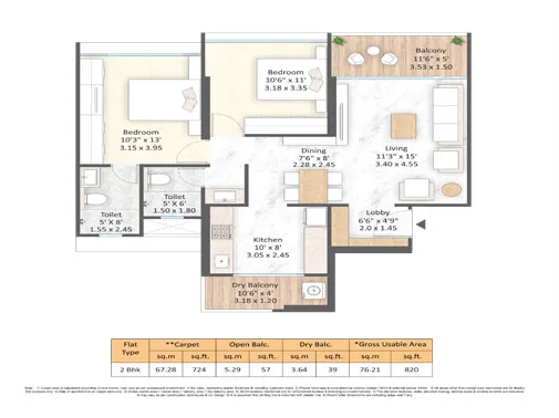 3bhk unit plan