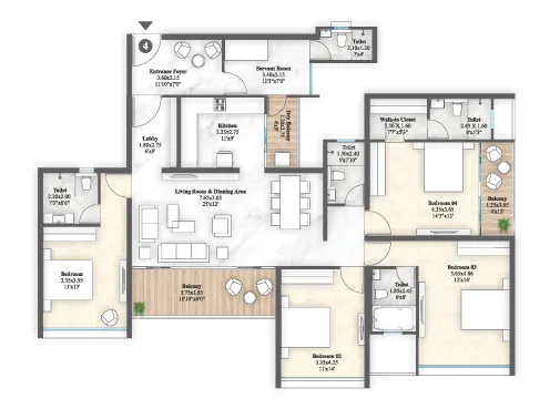 4.5bhk unit plan